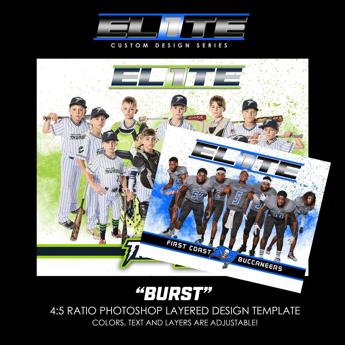 Burst - Elite Series - Team Photo Photoshop Template-Photoshop Template - PSMGraphix