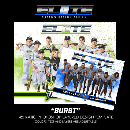 Burst - Elite Series - Team Photo Photoshop Template-Photoshop Template - PSMGraphix