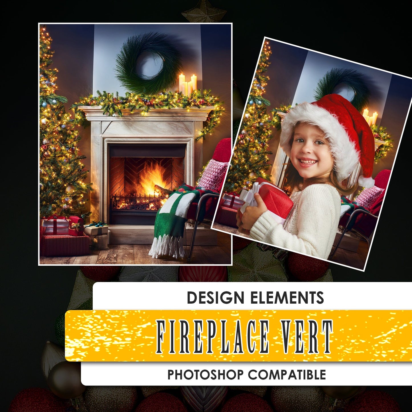 Christsmas Backgrounds  - Fireplace Vertical