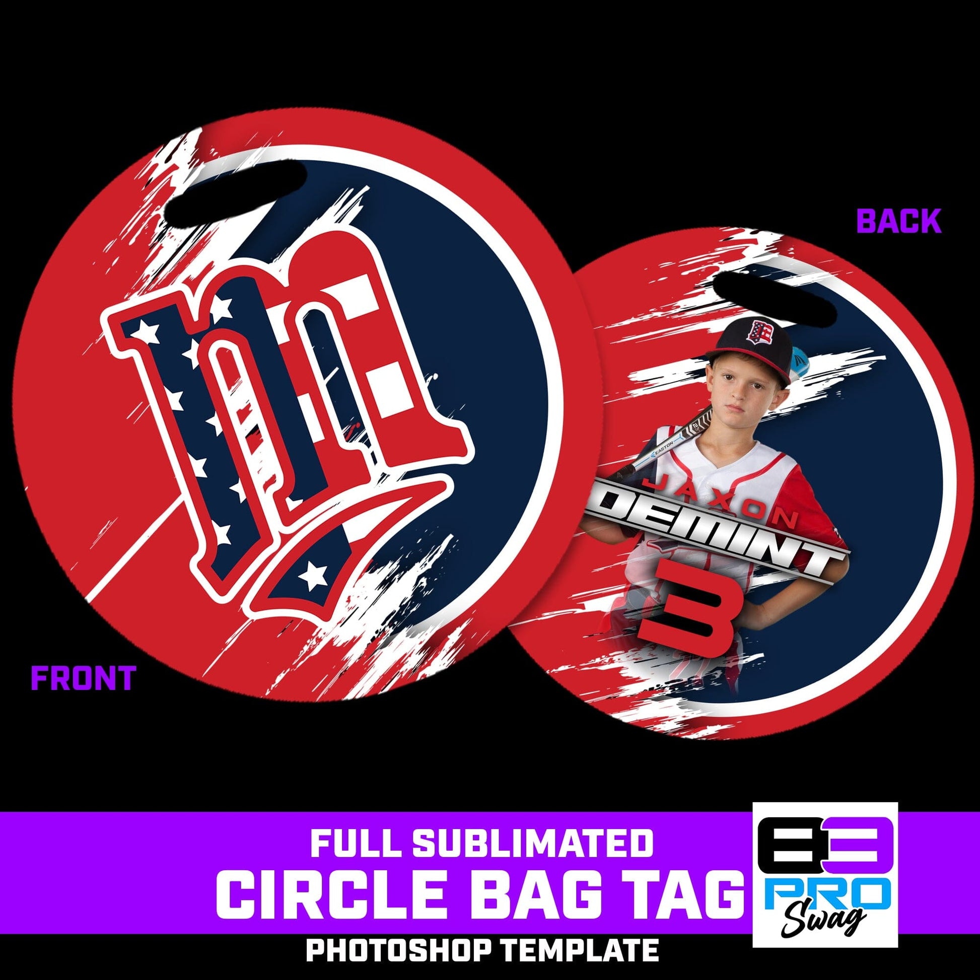 4" Circle Bag Tag Photoshop Template - Shredded-Photoshop Template - PSMGraphix