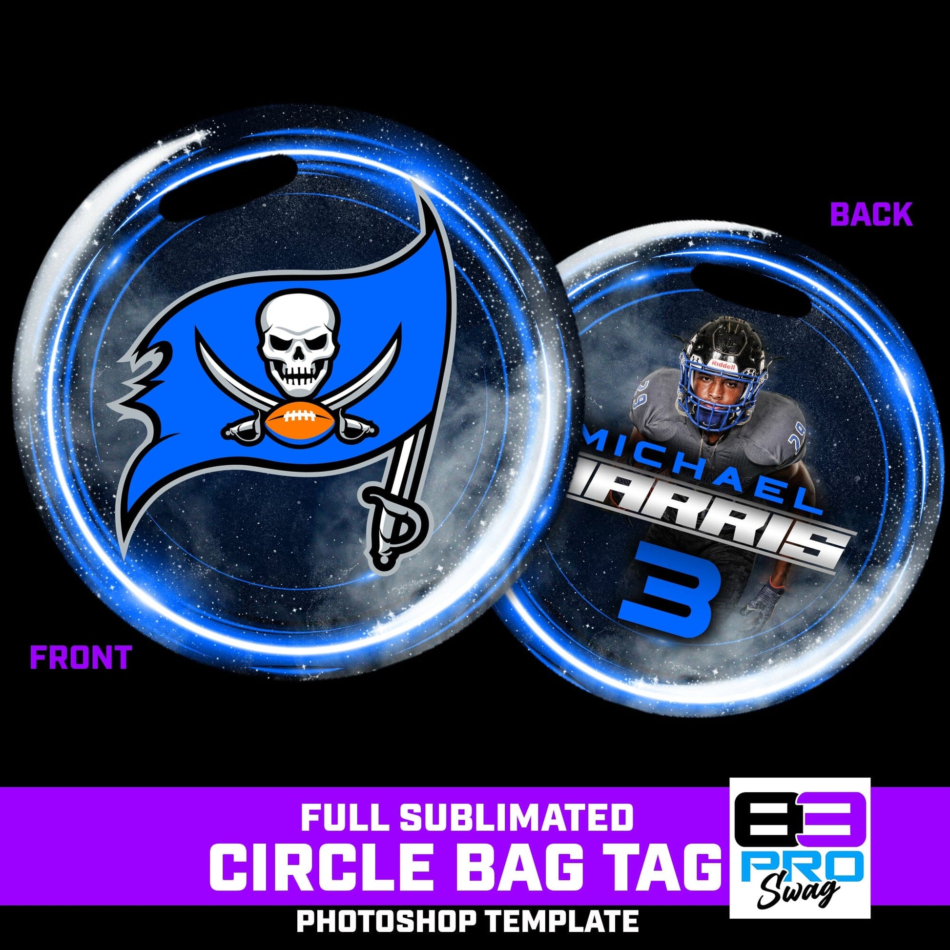 4" Circle Bag Tag Photoshop Template - FLARE-Photoshop Template - PSMGraphix