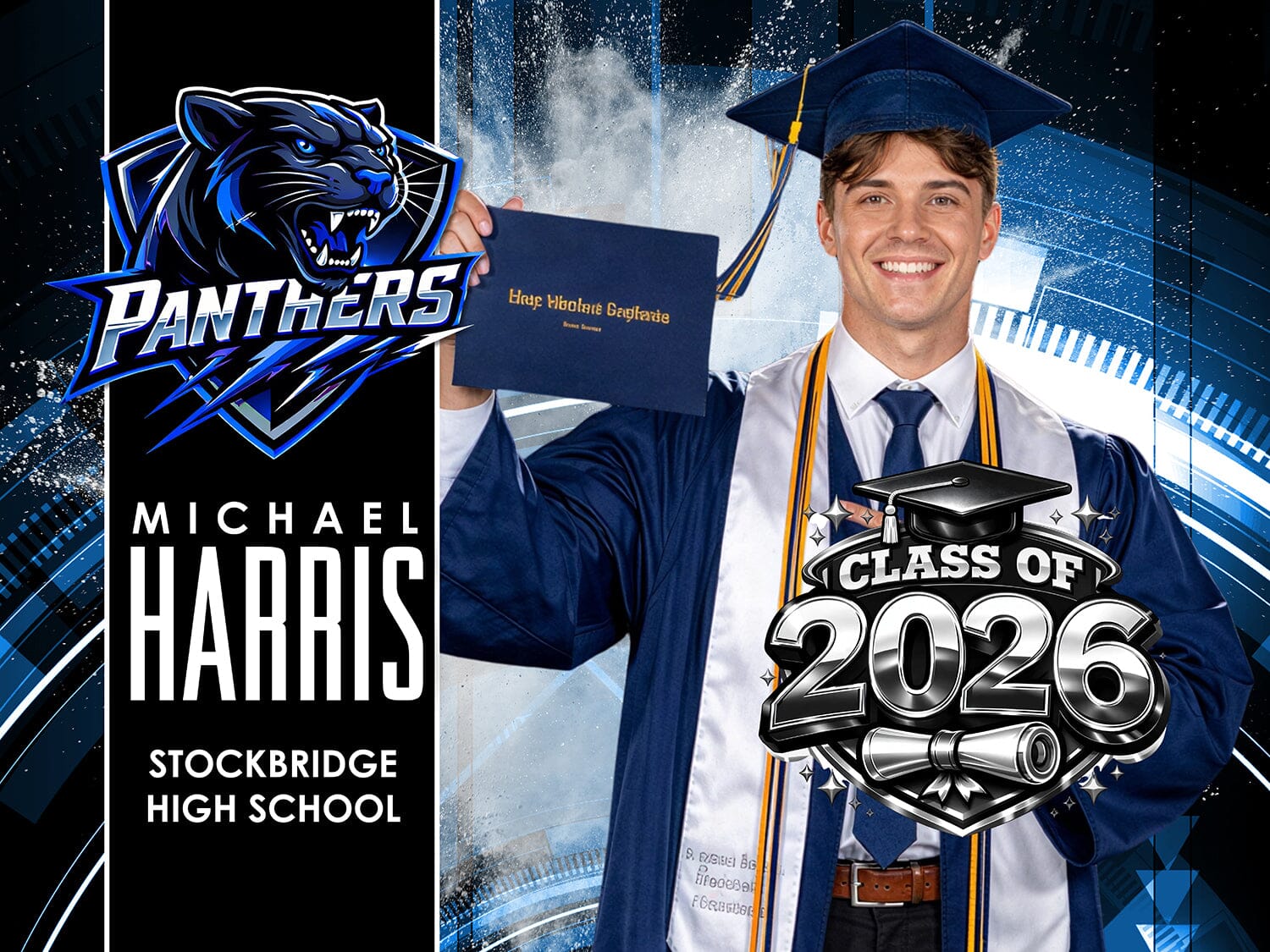 Class of 2026 Yard Sign Template - Power Surge-Photoshop Template - PSMGraphix