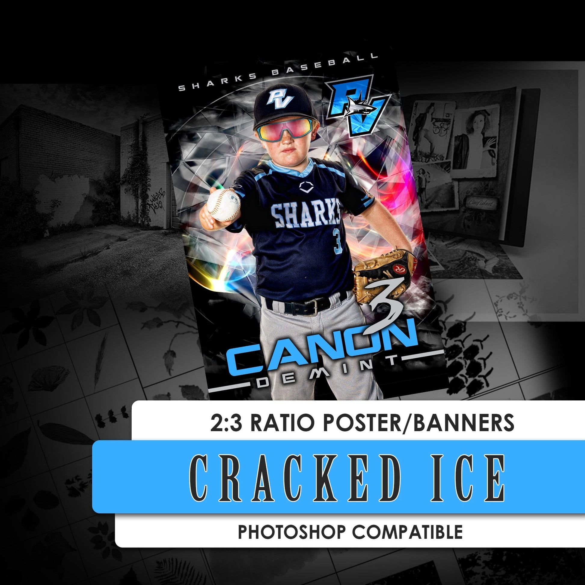 Cracked Ice 2:3 Ratio Player Poster/Banner-Photoshop Template - PSMGraphix