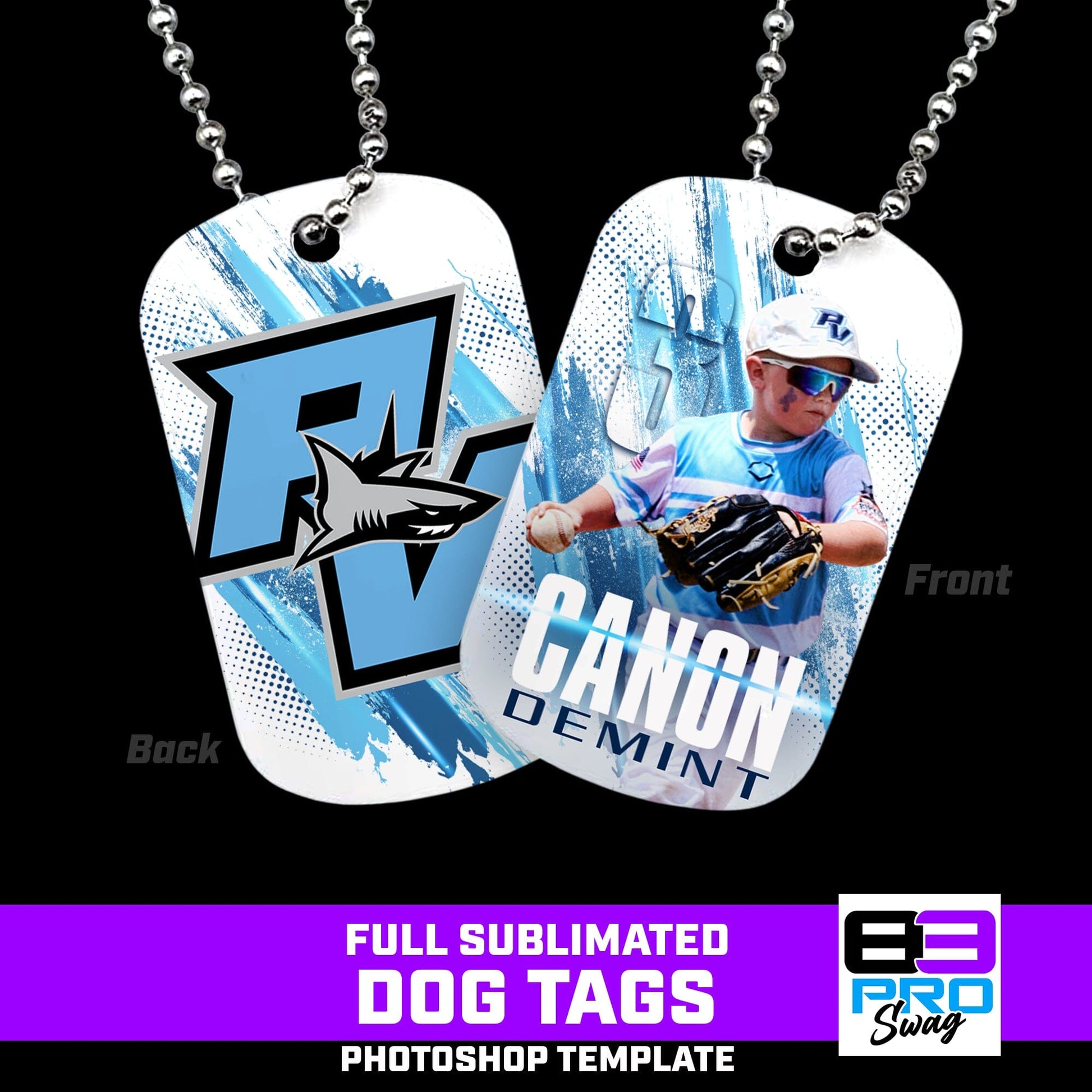 Dog Tags Photoshop Template - SPLASH - Multi-Sport-Photoshop Template - PSMGraphix