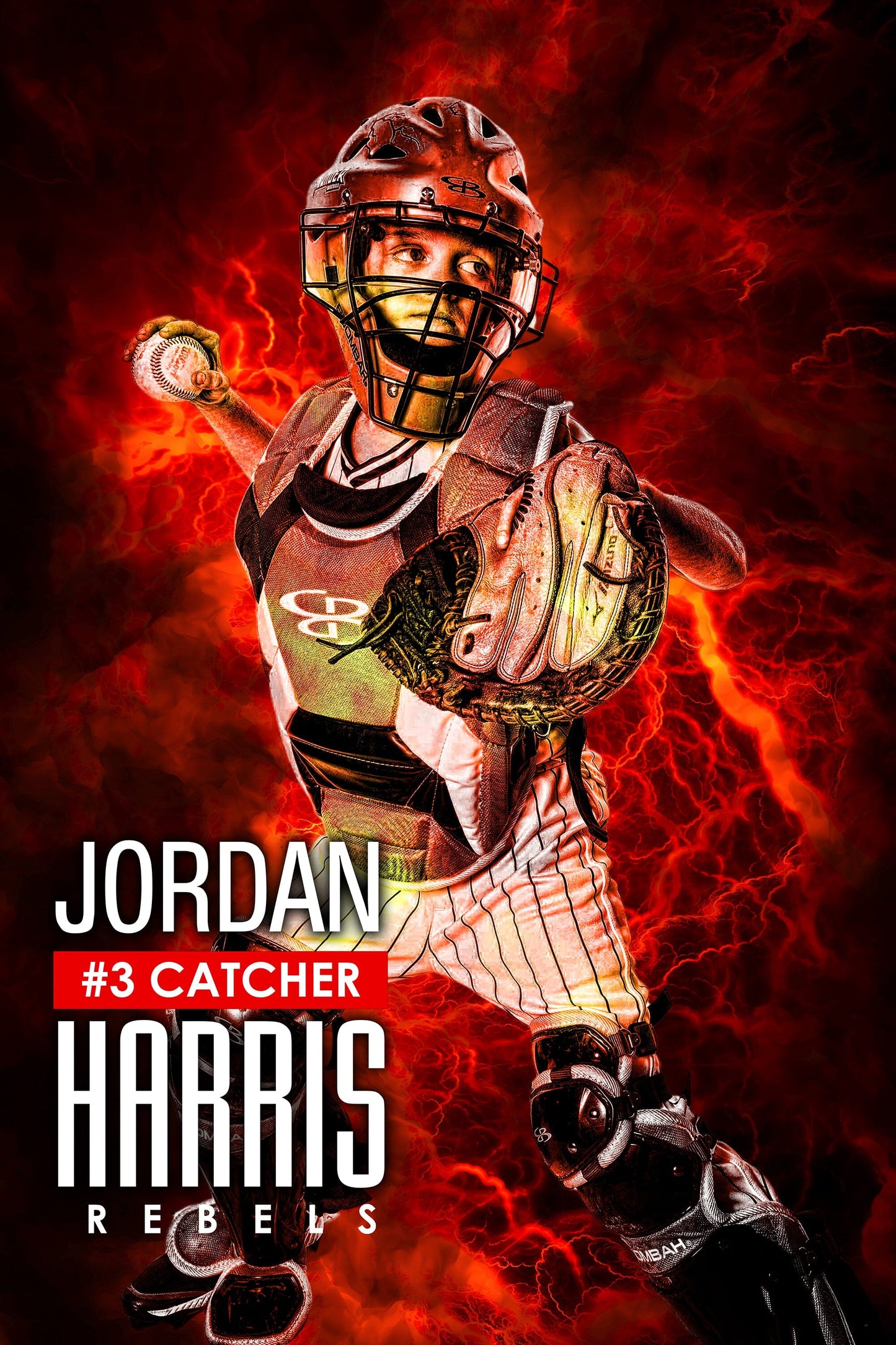 Fire Lightning 2:3 Ratio Player Poster/Banner-Photoshop Template - PSMGraphix