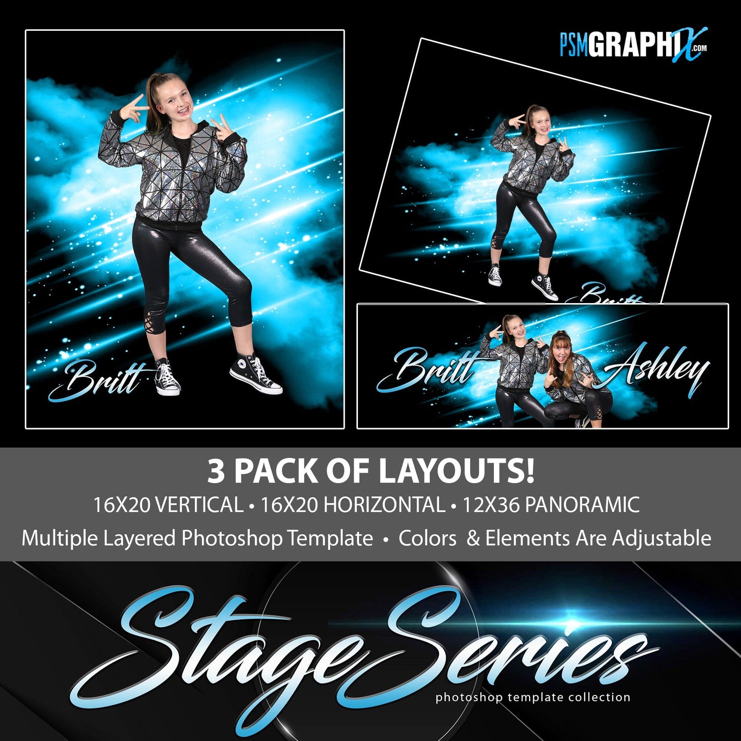 Fire Lights - Stage Series II - Photoshop Template 3 Pack-Photoshop Template - PSMGraphix