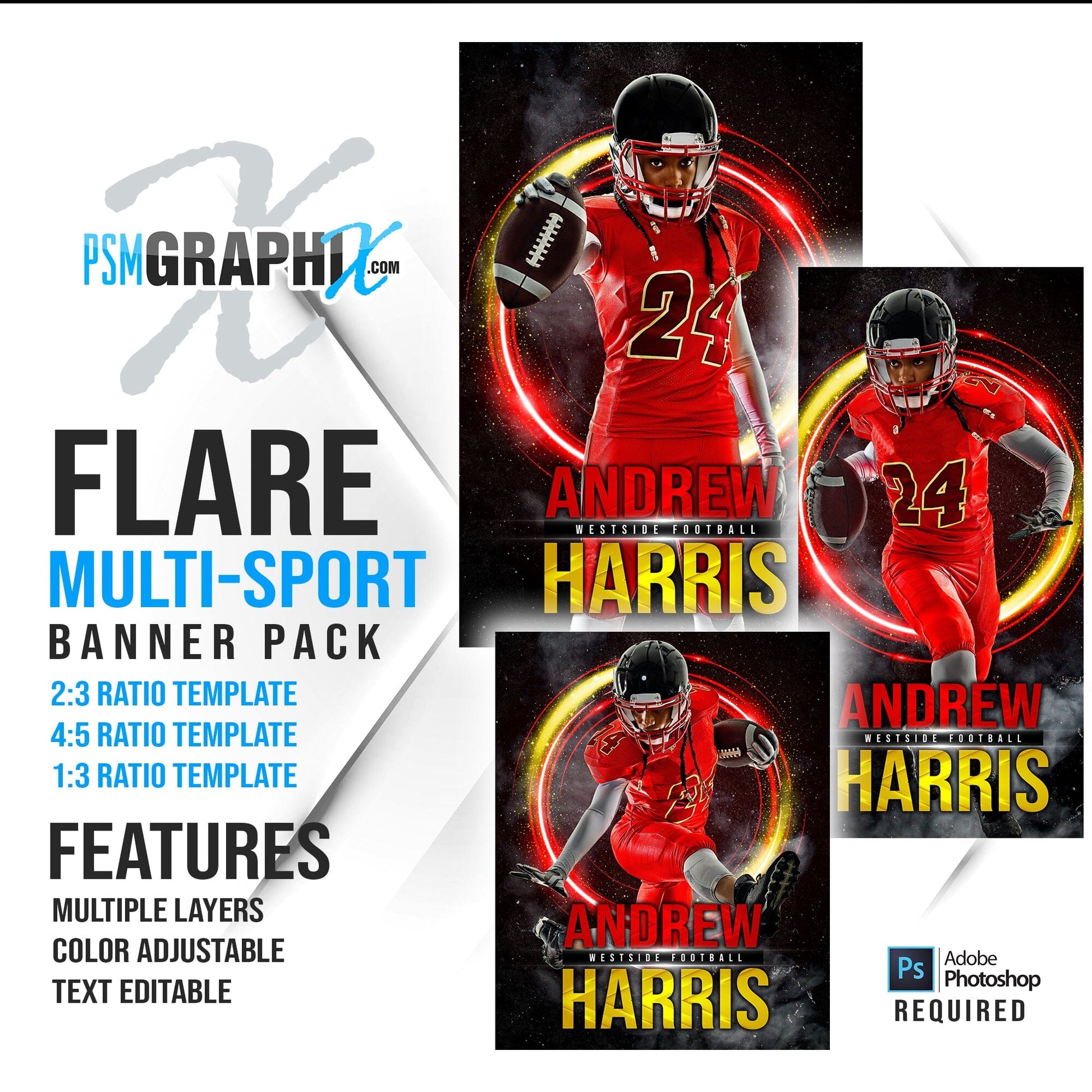Flare - Multi Sport Banner Bundle-Photoshop Template - PSMGraphix