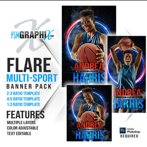 Flare - Multi Sport Banner Bundle-Photoshop Template - PSMGraphix
