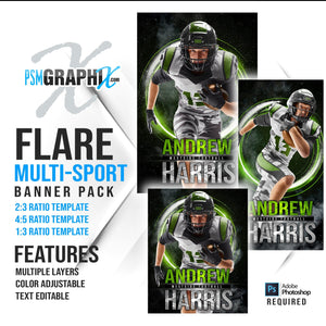 Flare - Multi Sport Banner Bundle-Photoshop Template - PSMGraphix