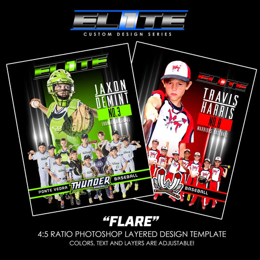 Flare - Elite Series - Team & Individual Memory Mate Photoshop Template-Photoshop Template - PSMGraphix