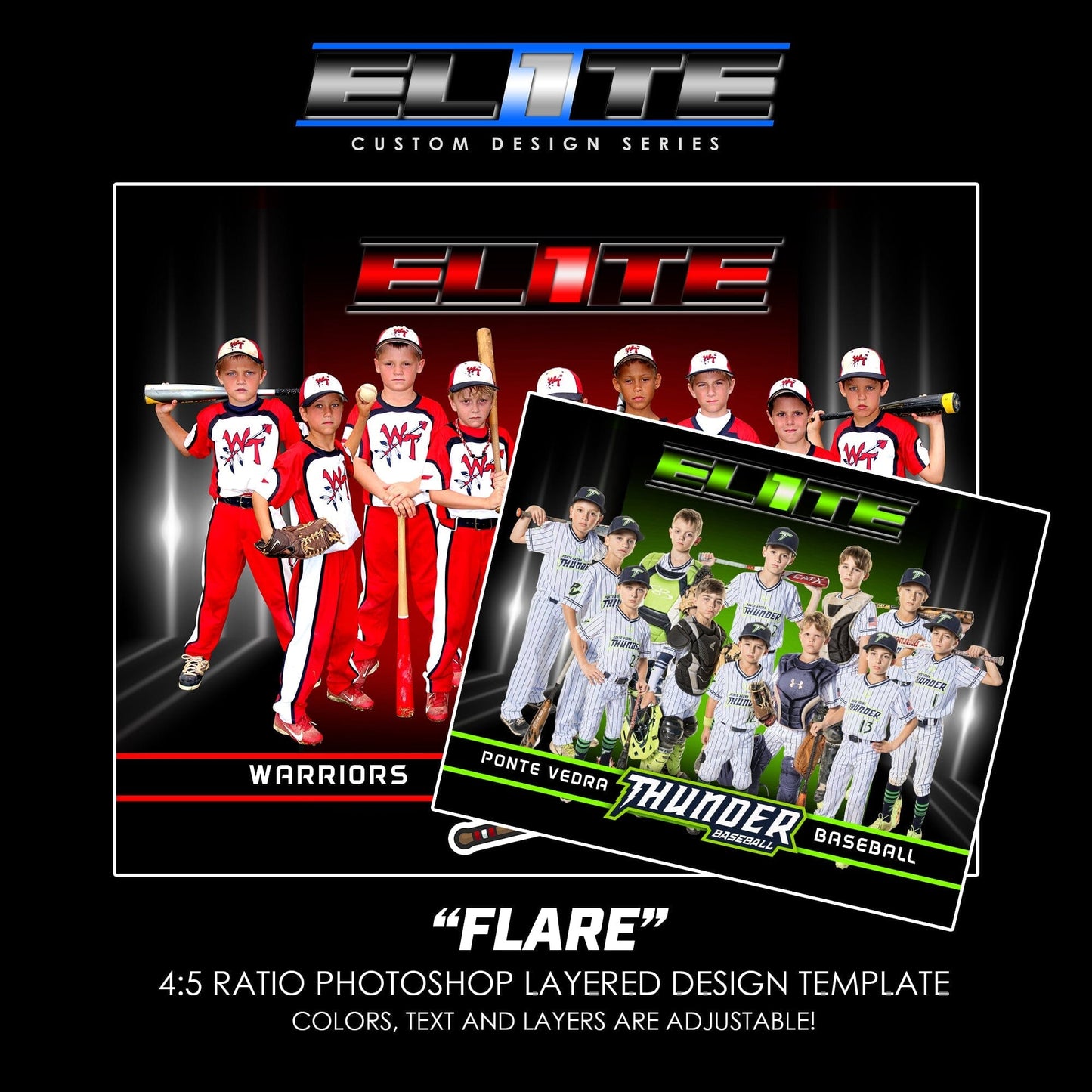 Flare - Elite Series - Team Photo Photoshop Template-Photoshop Template - PSMGraphix
