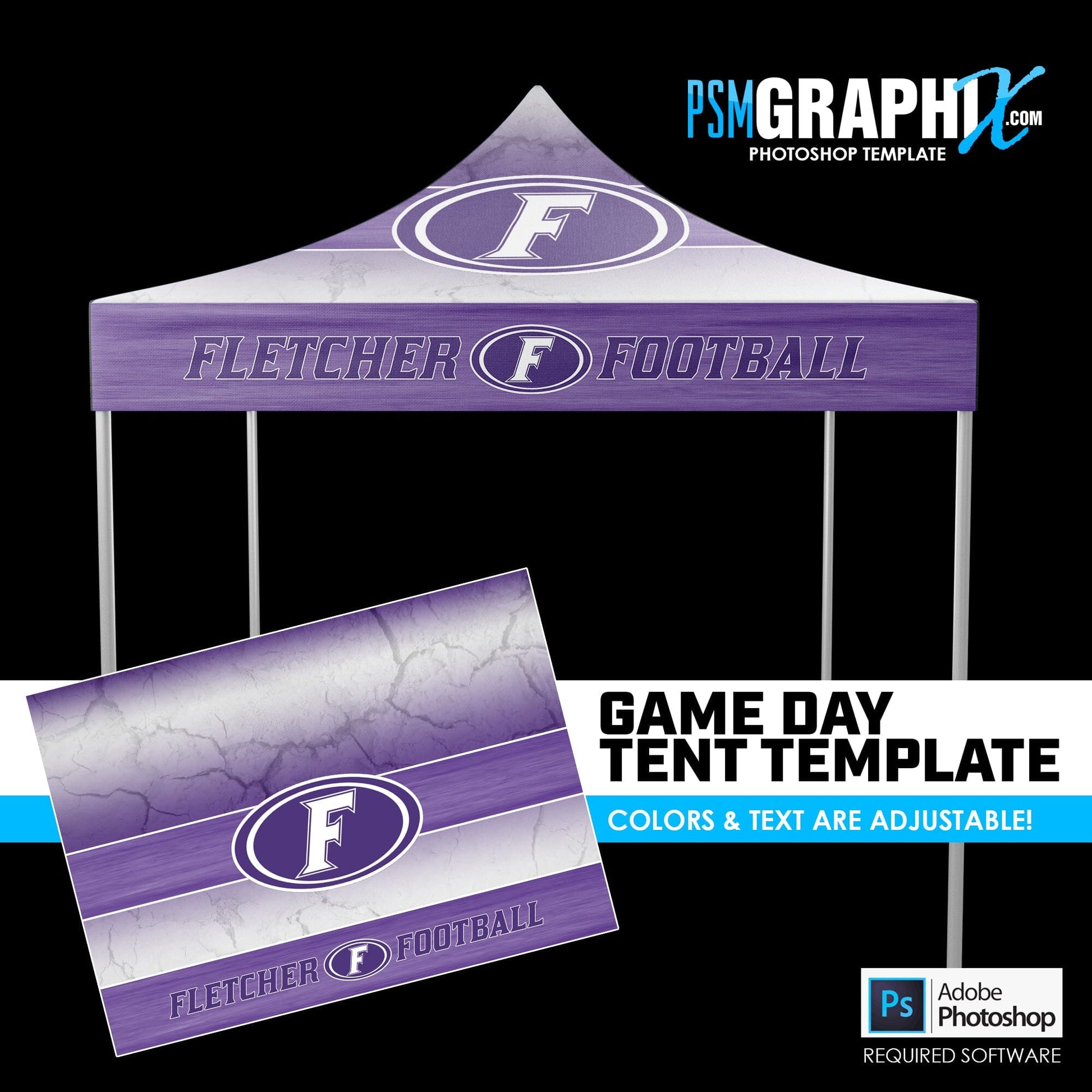 Metal V.1 - Game Day Photoshop Tent Template-Photoshop Template - PSMGraphix