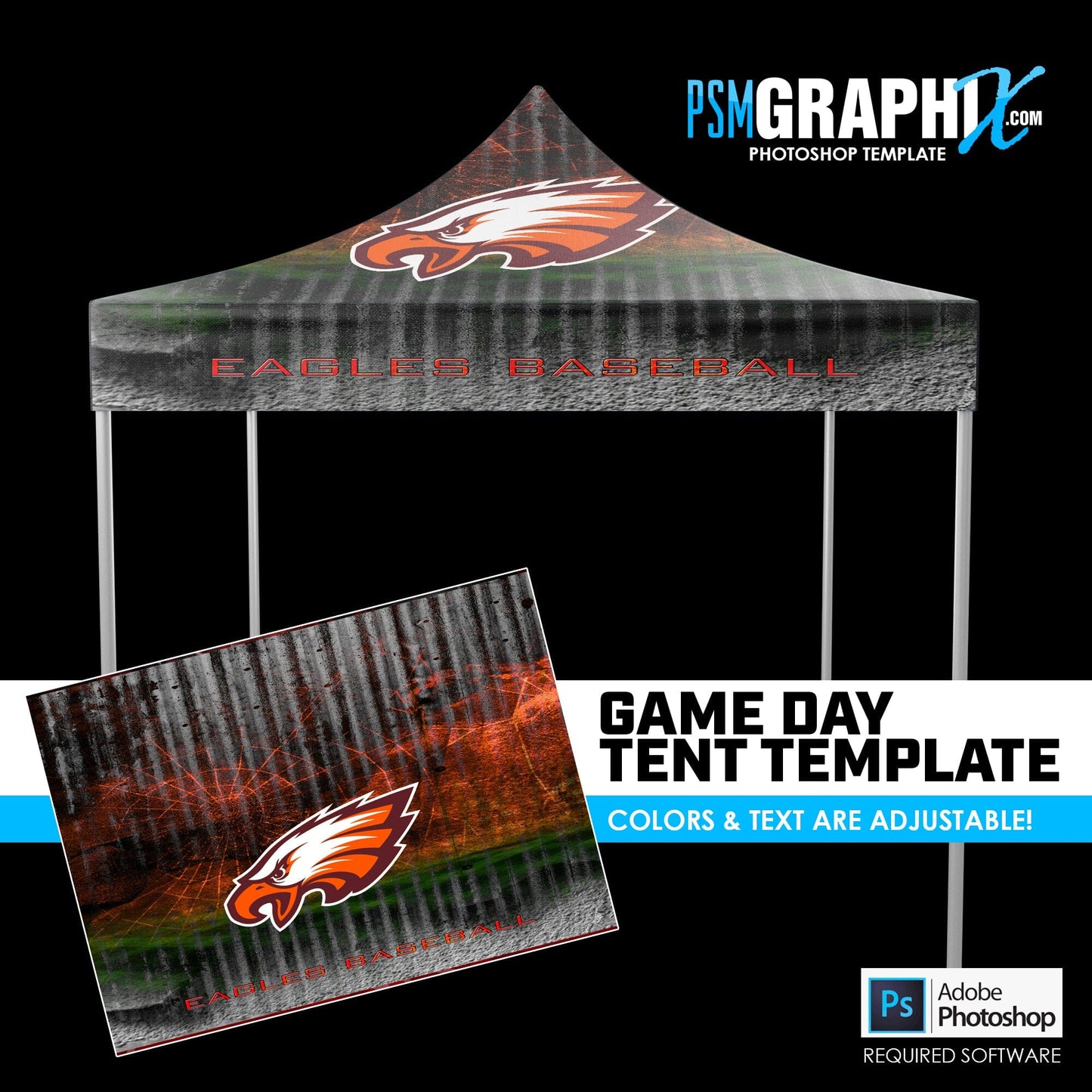 Steel Plate V.1 - Game Day Photoshop Tent Template-Photoshop Template - PSMGraphix