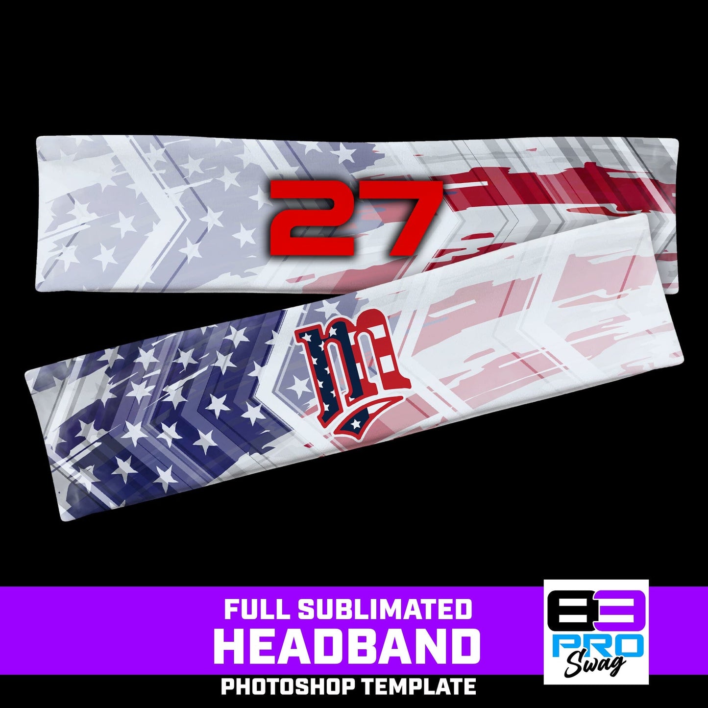 Headbands Photoshop Template - USA Slash - Multi-Sport-Photoshop Template - PSMGraphix