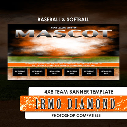 IRMO Diamond - 1:2 Ratio TEAM FIELD BANNER Photoshop Template