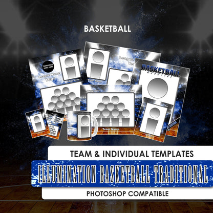 Illumination Basketball Traditional Team & Individual Graphics-Photoshop Template - PSMGraphix