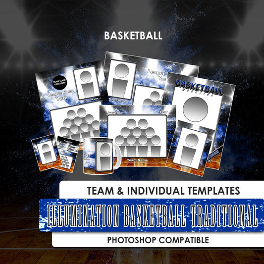 Illumination Basketball Traditional Team & Individual Graphics-Photoshop Template - PSMGraphix