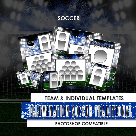 Illumination Soccer Traditional Team & Individual Graphics-Photoshop Template - PSMGraphix