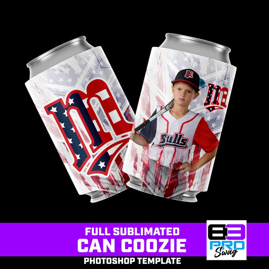 Can Coozie Photoshop Template - USA Slash - Multi-Sport-Photoshop Template - PSMGraphix