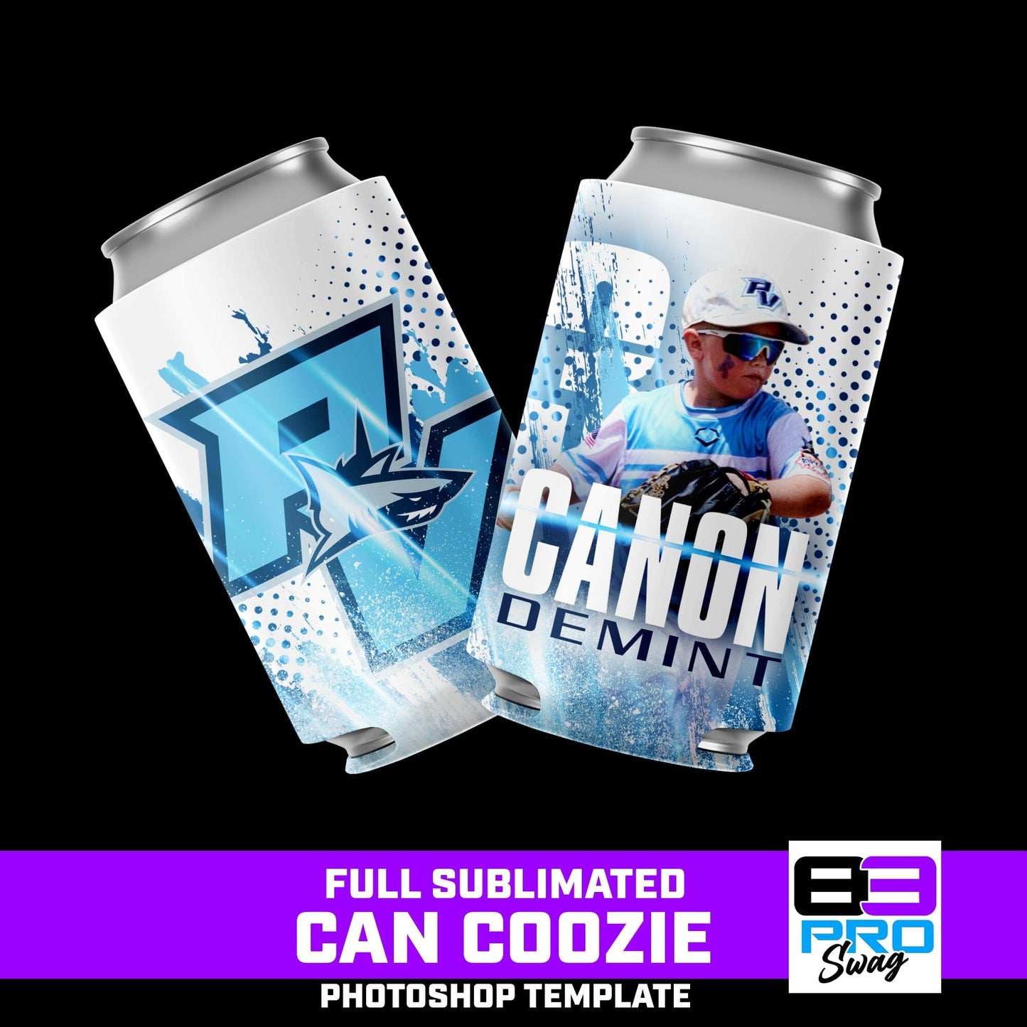 Can Coozie Photoshop Template - SPLASH - Multi-Sport