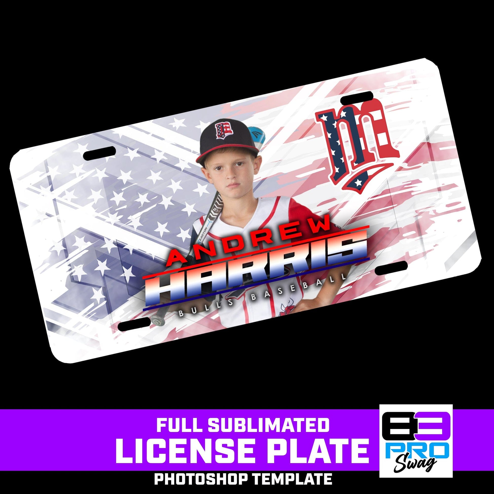 License Plate Photoshop Template - USA Slash - Multi-Sport-Photoshop Template - PSMGraphix