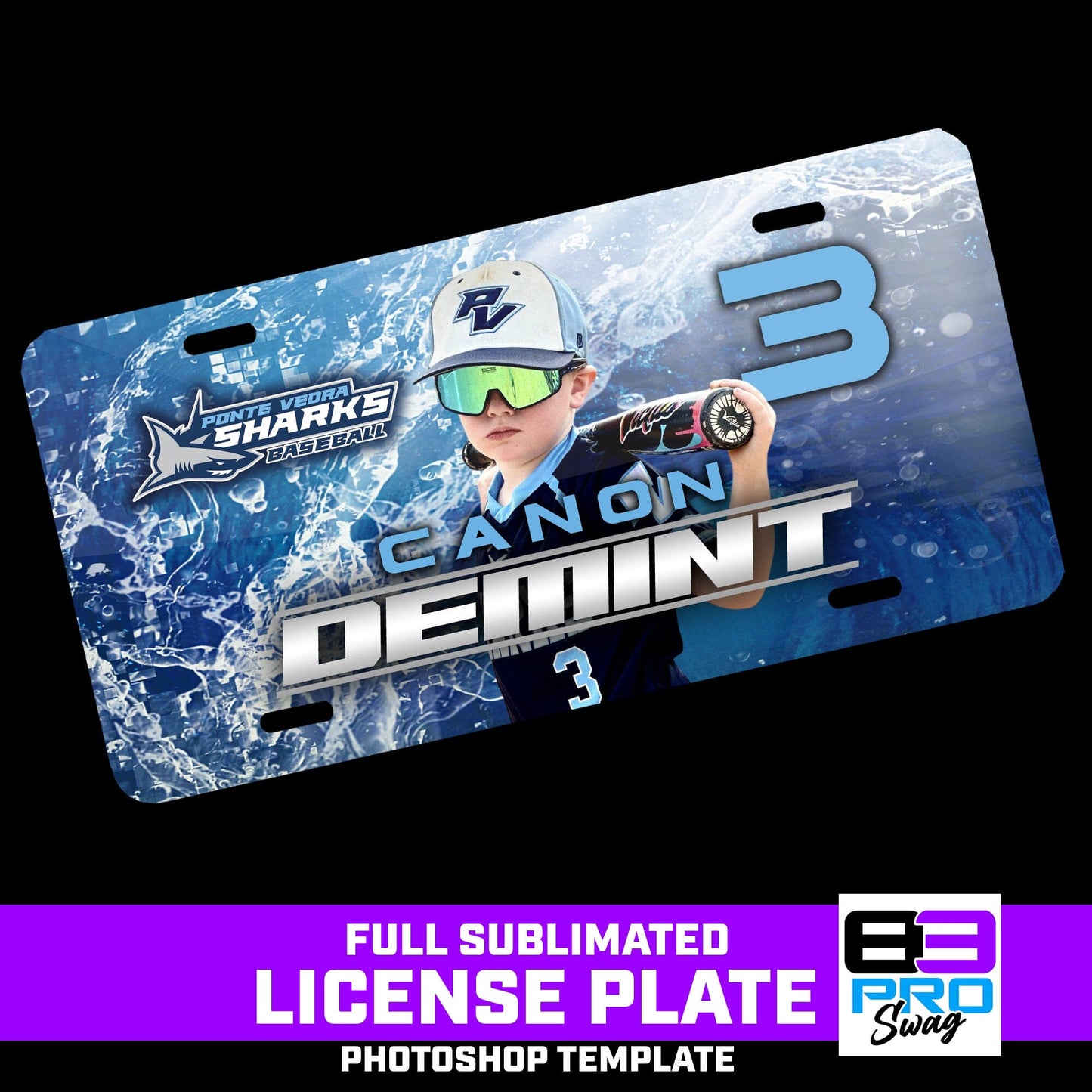 License Plate Photoshop Template - Shark Multi-Sport-Photoshop Template - PSMGraphix