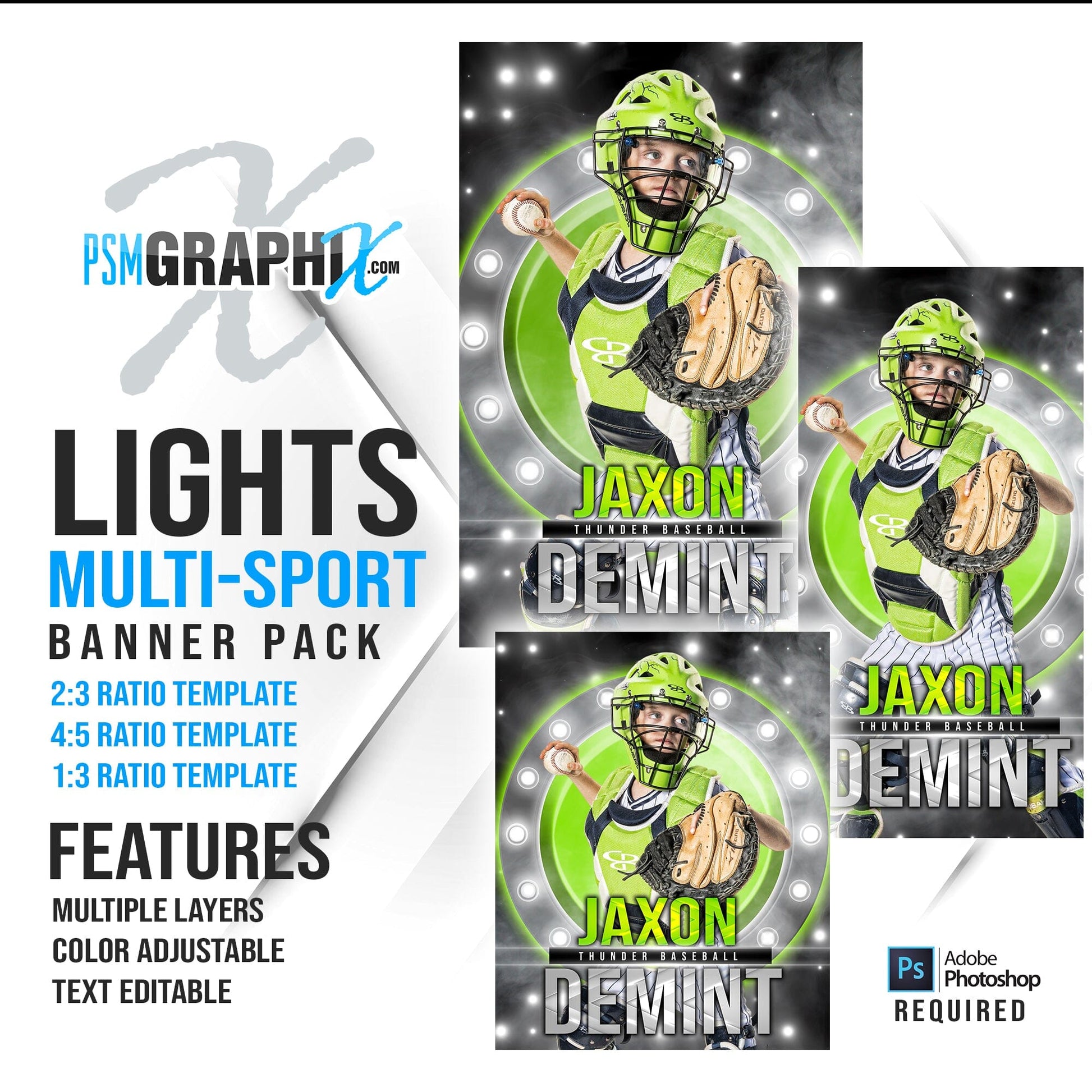 Lights Out - Multi Sport Banner Bundle-Photoshop Template - PSMGraphix