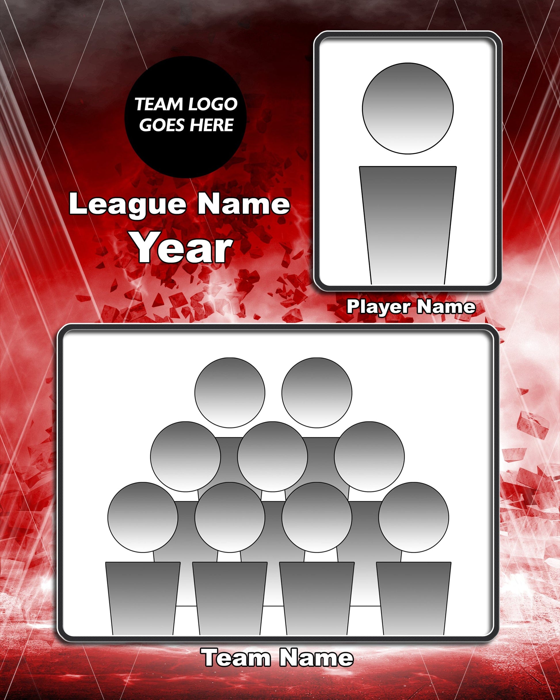 Punisher in Color Traditional Team & Individual Template Package-Photoshop Template - PSMGraphix