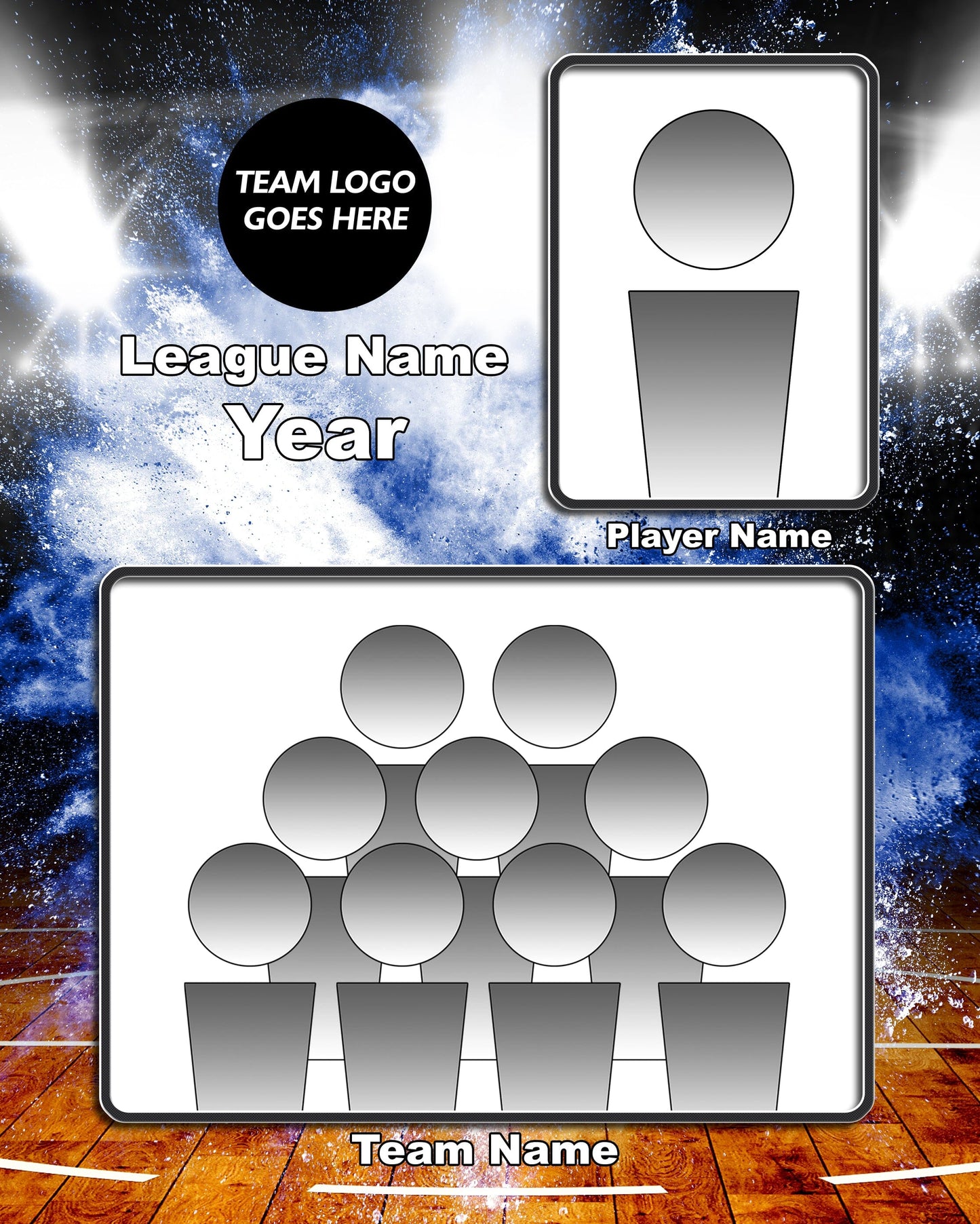 Illumination Basketball Traditional Team & Individual Graphics-Photoshop Template - PSMGraphix