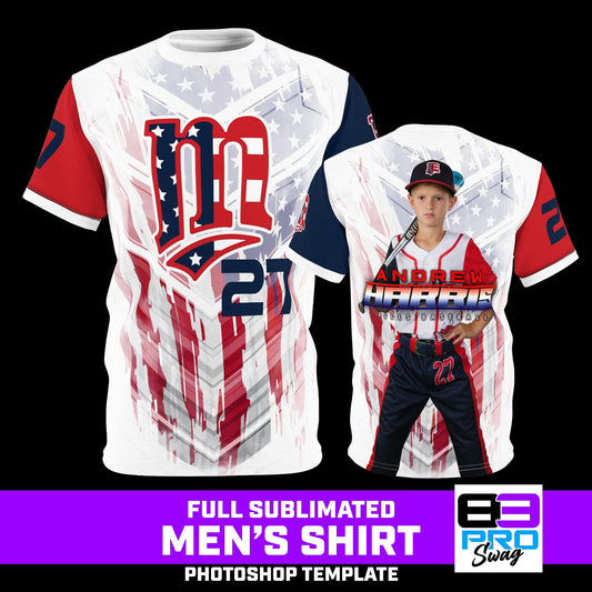 Men's Full Sublimated Sportswear Shirt - USA Slash - Multi-Sport-Photoshop Template - PSMGraphix