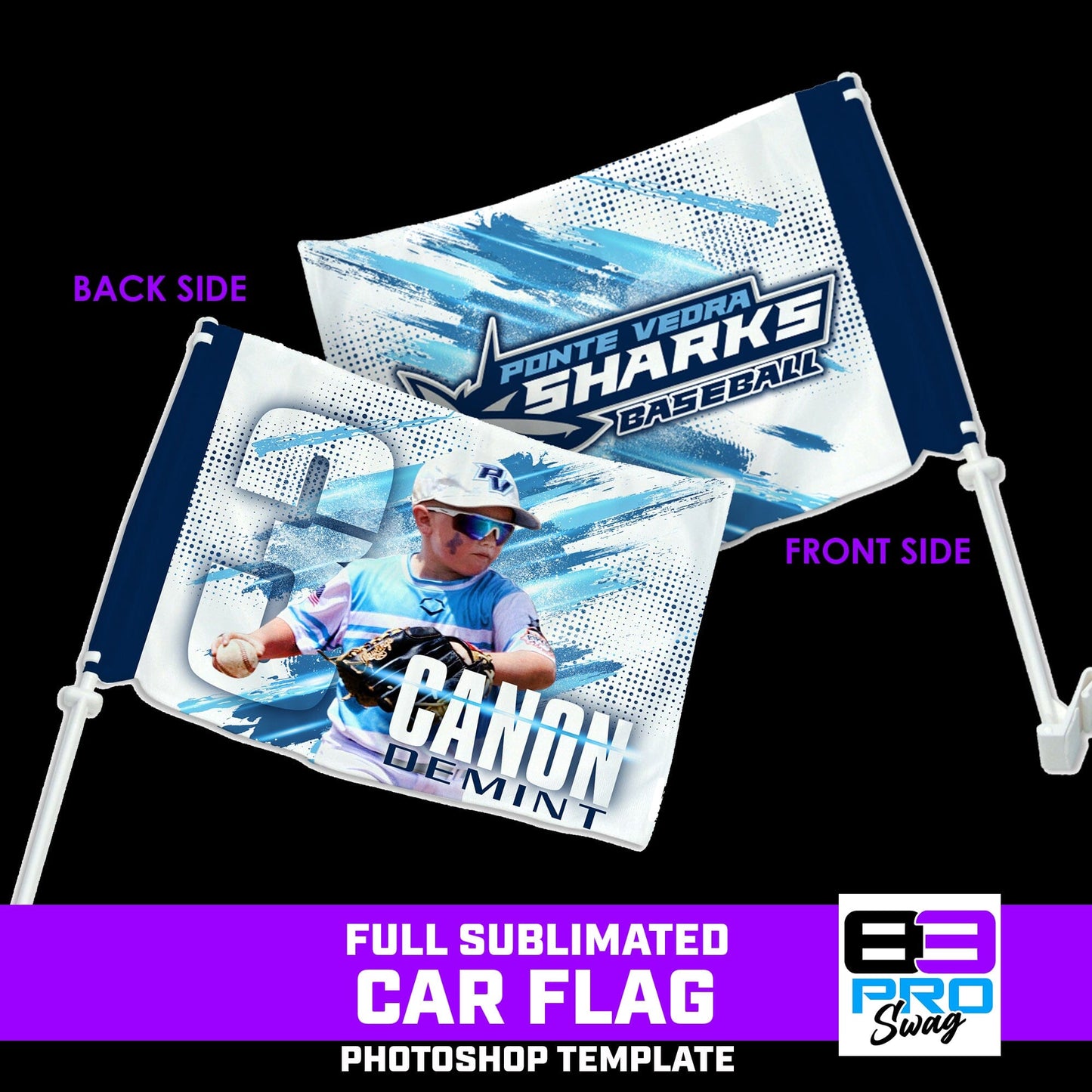 Car Flag Photoshop Template - SPLASH - Multi-Sport