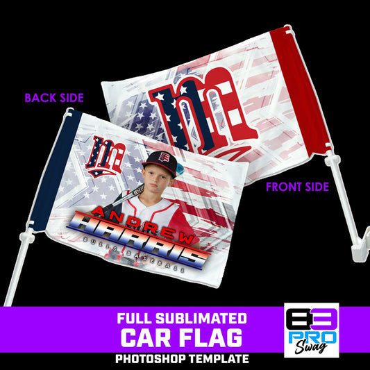 Car Flag Photoshop Template - USA Slash - Multi-Sport-Photoshop Template - PSMGraphix