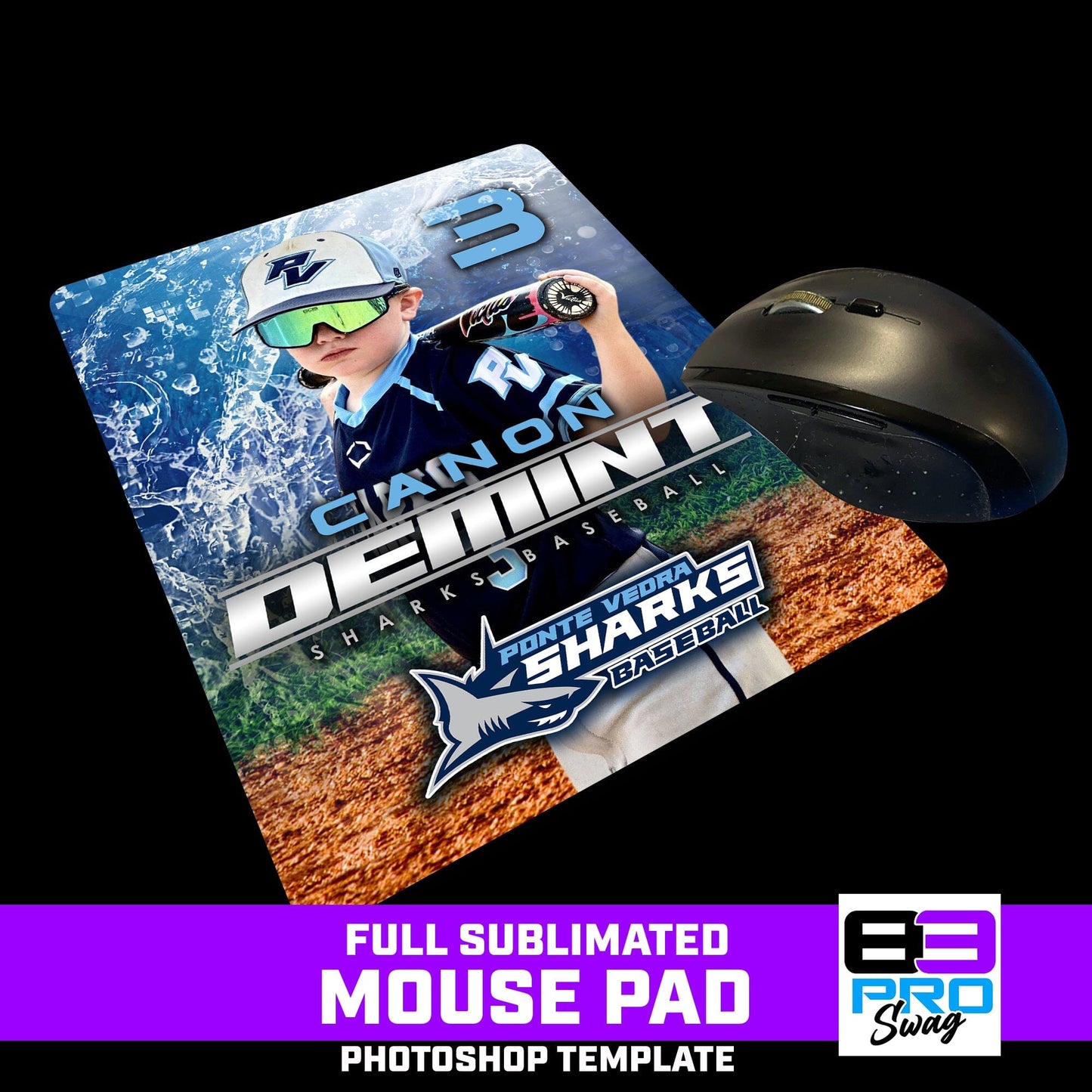 Mouse Pad Photoshop Template - Shark Multi-Sport-Photoshop Template - PSMGraphix