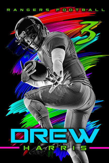 Neon Glow 2:3 Ratio Player Poster/Banner-Photoshop Template - PSMGraphix
