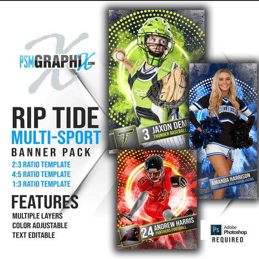 Rip Tide - Multi Sport Banner Bundle-Photoshop Template - PSMGraphix