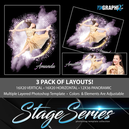 Powder Flare - Stage Series II - Photoshop Template 3 Pack-Photoshop Template - PSMGraphix