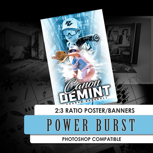Power Burst 2:3 Ratio Player Poster/Banner-Photoshop Template - PSMGraphix