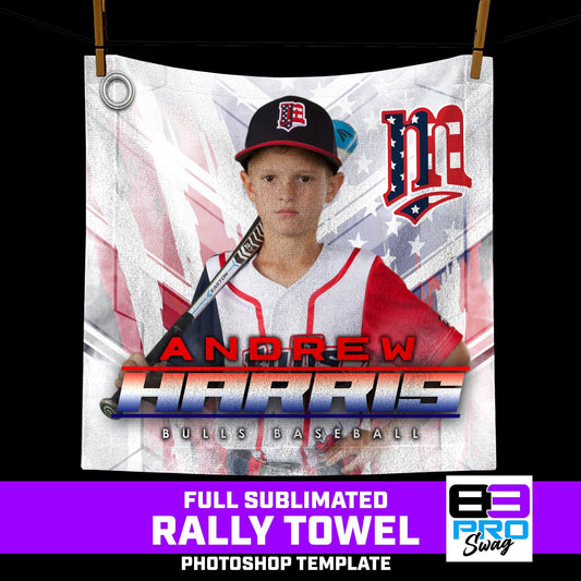 14"x14" Rally Towel Photoshop Template - USA Slash - Multi-Sport-Photoshop Template - PSMGraphix
