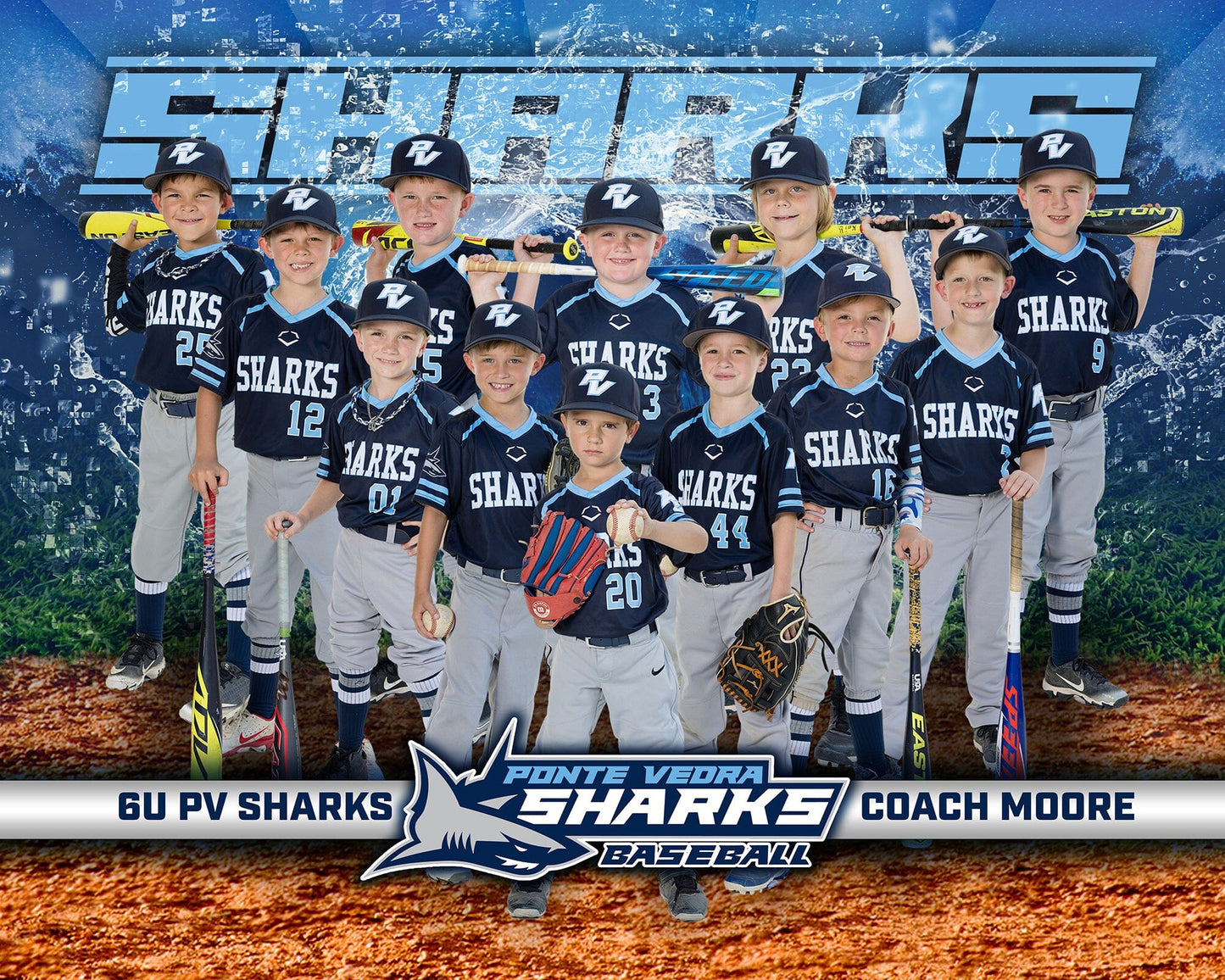 4:5 Ratio TEAM PHOTO Photoshop Template - Shark Multi-Sport-Photoshop Template - PSMGraphix