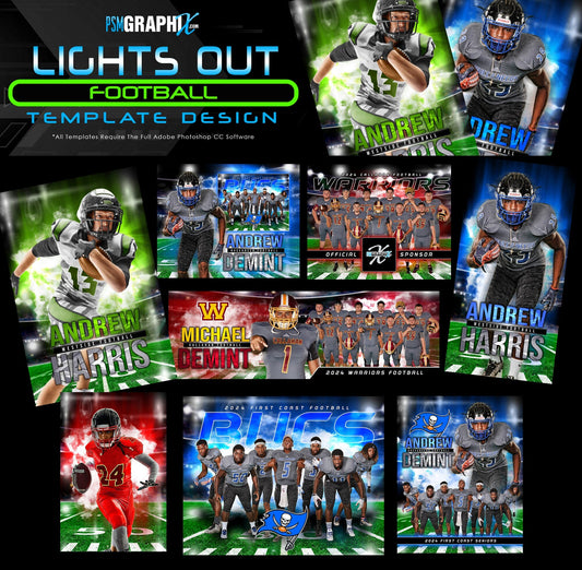 Lights Out - Football Specific - FULL TEMPLATE COLLECTION-Photoshop Template - PSMGraphix