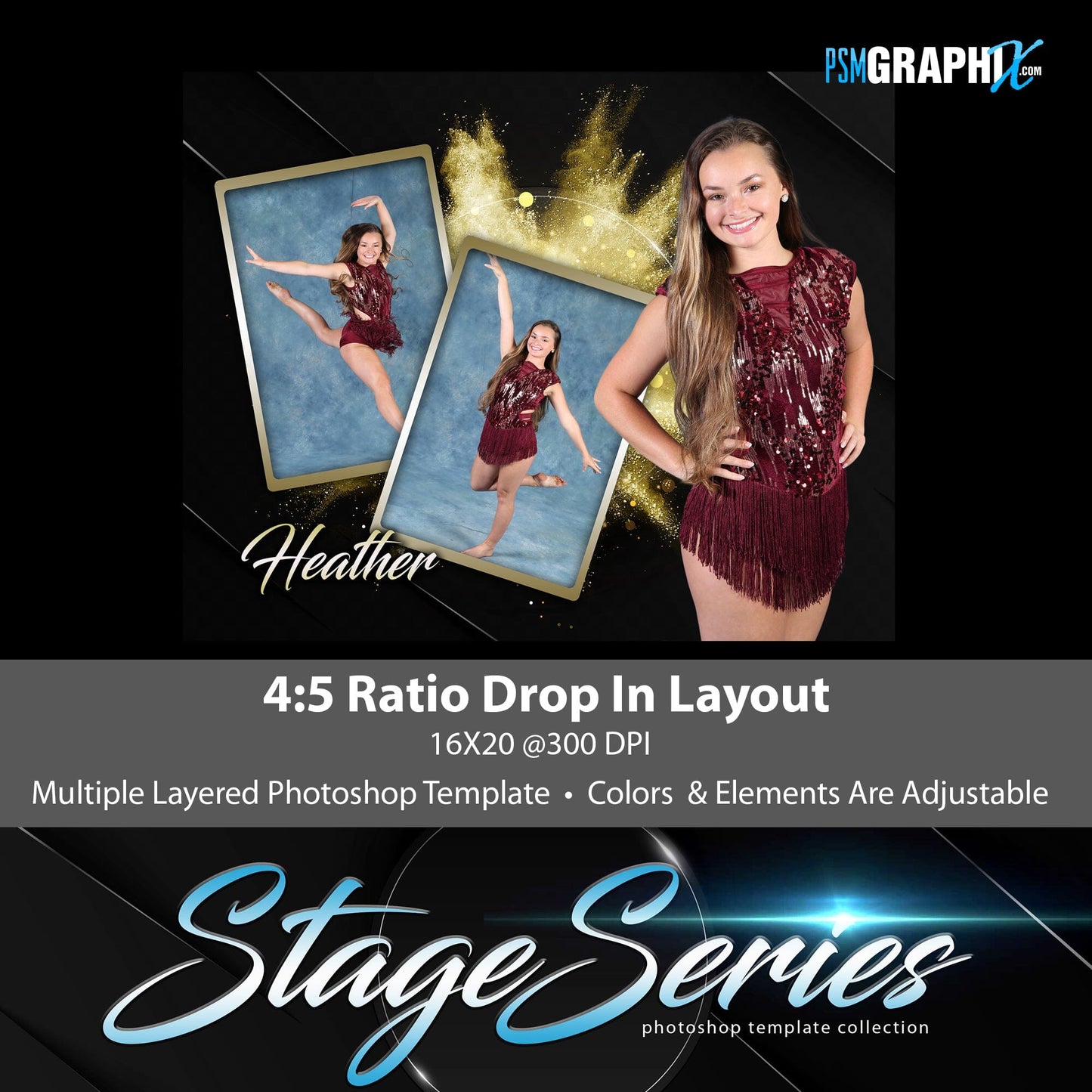 Gold Metal - Stage Series II - Drop In Photoshop Template-Photoshop Template - PSMGraphix