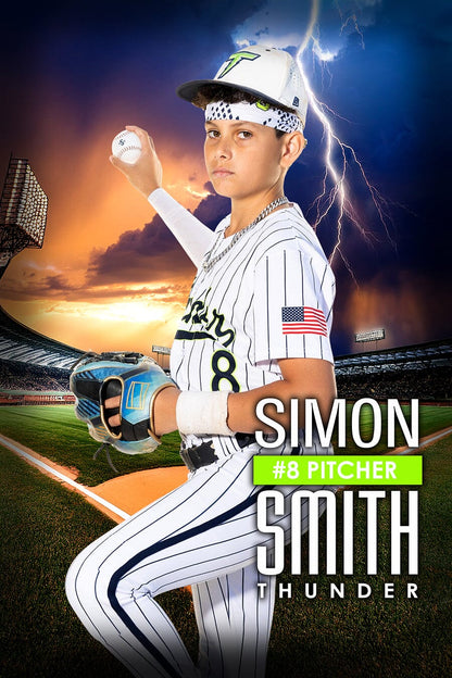 Stormy Skies - Baseball  2:3 Ratio Player Poster/Banner