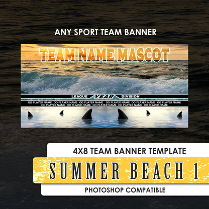 Summer Beach 1 - 1:2 Ratio TEAM FIELD BANNER Photoshop Template-Photoshop Template - PSMGraphix