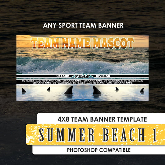 Summer Beach 1 - 1:2 Ratio TEAM FIELD BANNER Photoshop Template-Photoshop Template - PSMGraphix