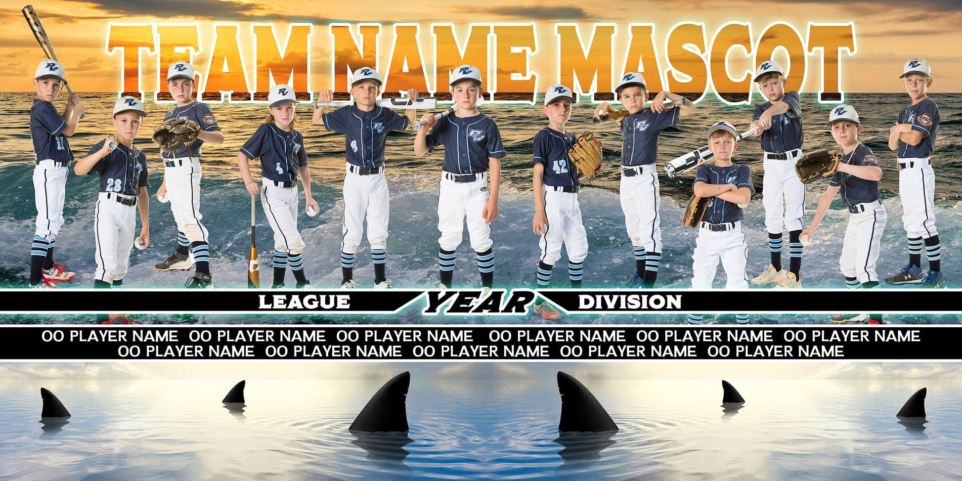 Summer Beach 1 - 1:2 Ratio TEAM FIELD BANNER Photoshop Template-Photoshop Template - PSMGraphix