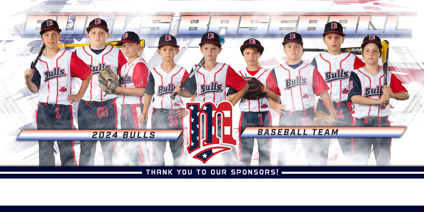 1:2 Ratio TEAM FIELD BANNER Photoshop Template - USA Slash - Multi-Sport-Photoshop Template - PSMGraphix