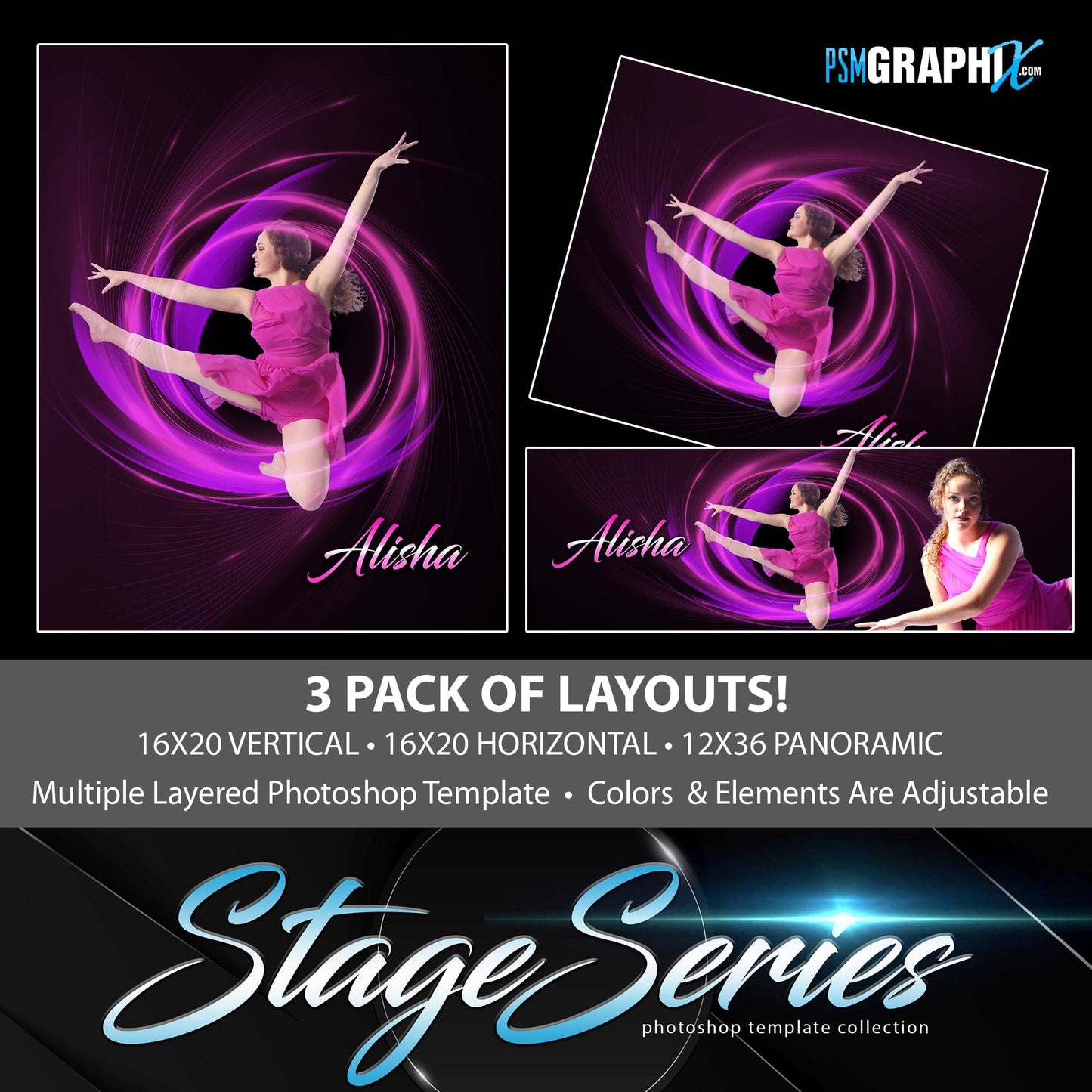 Vortex - Stage Series II - Photoshop Template 3 Pack-Photoshop Template - PSMGraphix