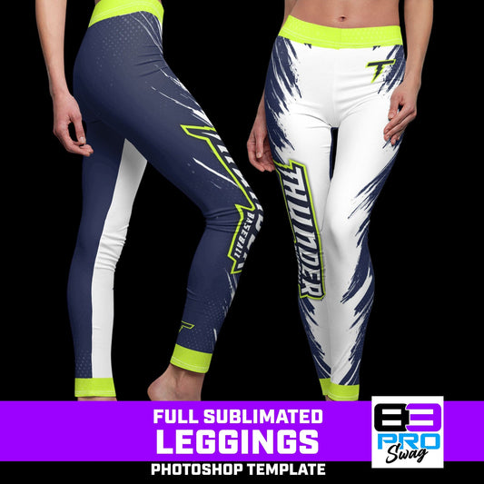 Pin Stripe - Women's Full Sublimated Sportswear Leggings-Photoshop Template - PSMGraphix
