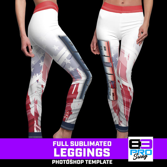 Women's Full Sublimated Sportswear Leggings - USA Slash - Multi-Sport-Photoshop Template - PSMGraphix