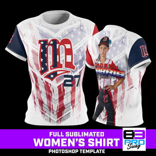 Women's Full Sublimated Sportswear Shirt - USA Slash - Multi-Sport-Photoshop Template - PSMGraphix